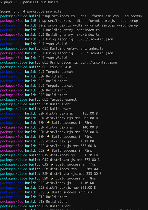 pnpm -r --parallel run build